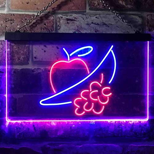 Apple Grapes Banana Fruit Dual LED Neon Light Sign